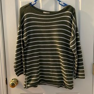 green and white striped sweater
